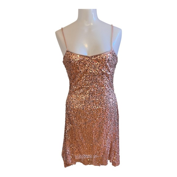 Calvin Klein Dresses & Skirts - Calvin Klein Rose Gold Sequin Homecoming Mini Dress size 4
